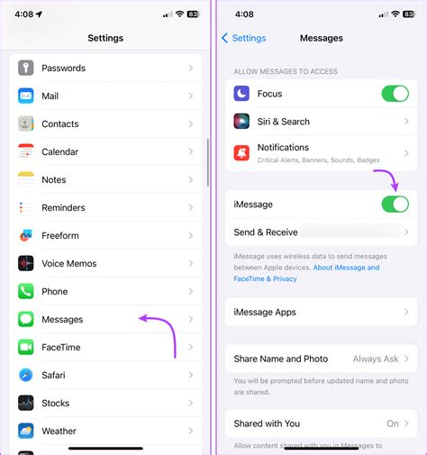 5. Disable and re-enable iMessage