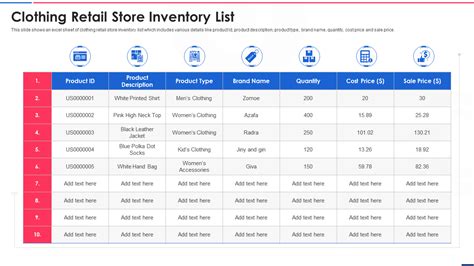 5. Inventory List