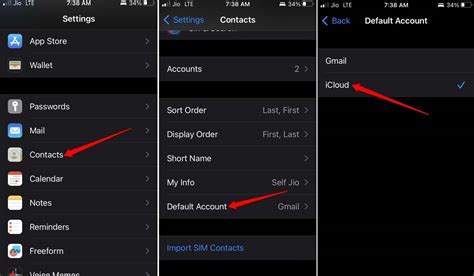 5. Set Default Contacts Account to iCloud