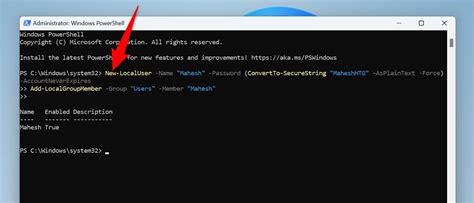 5. Use Powershell to Create a Local User Account