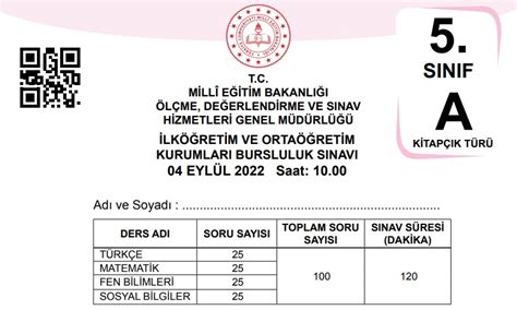 5. sınıf bursluluk sınavı soruları 2022 pdf