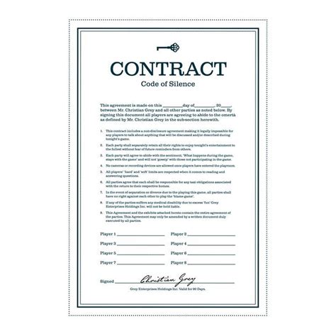 50 Shades Of Grey Contract Template