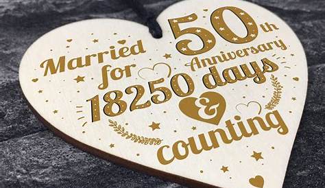 50 Year Anniversary Gift th Wedding Wood Heart Gold Fifty s