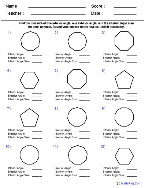 50 Angles Of Polygon Worksheet | Chessmuseum Template Library