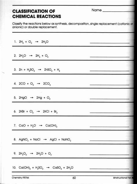 50 Classifying Chemical Reactions Worksheet Answers | Chessmuseum
