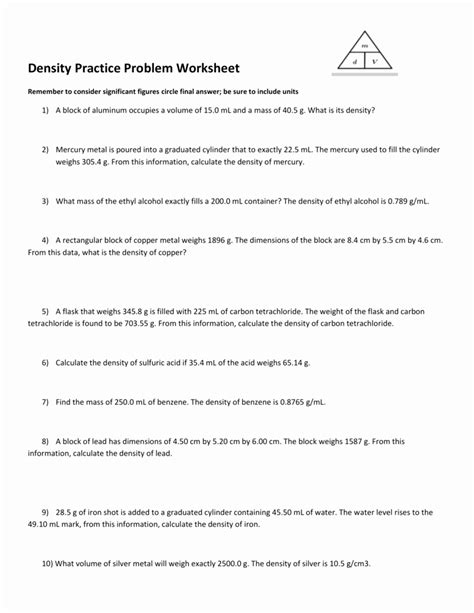 50 Density Practice Problem Worksheet Answers | Chessmuseum Template
