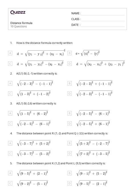 50 Distance formula Worksheet Geometry | Chessmuseum Template Library