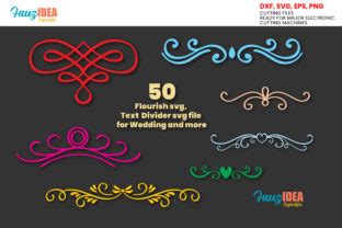Download 50 Elements Flourish Svg, Divider Bundle Files DXF Files