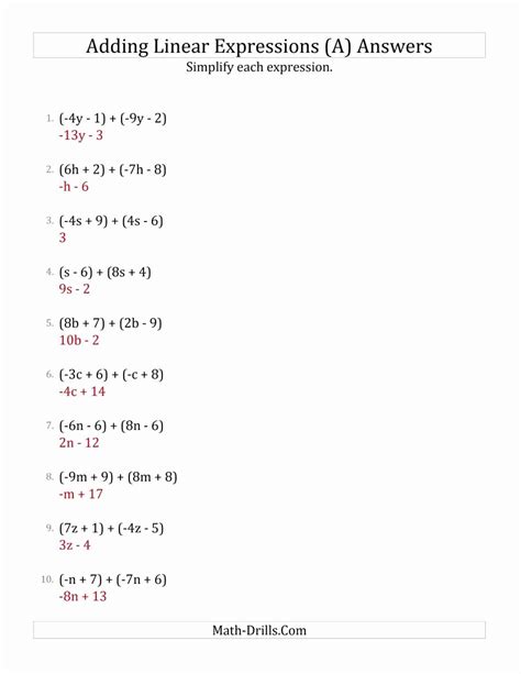 50 Simplifying Linear Expressions Worksheet | Chessmuseum Template Library