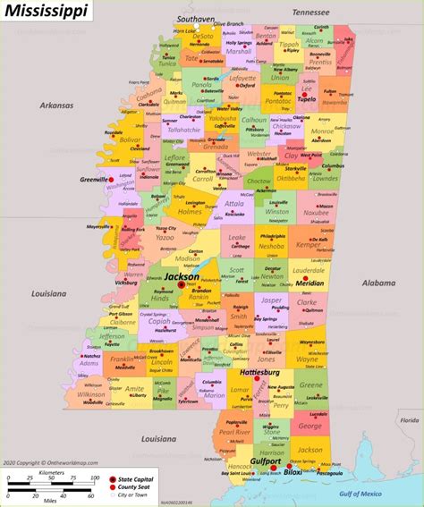 Mississippi Printable Map