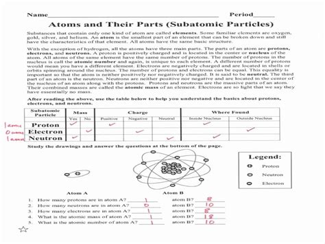 50 Subatomic Particles Worksheet Answers | Chessmuseum Template Library
