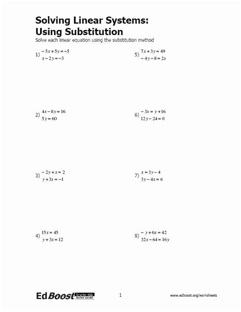 50 Substitution Method Worksheet Answer Key