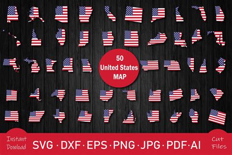 Download 50 United States Map SVG Bundle Files