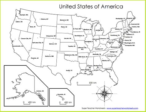 50 States Math Worksheet