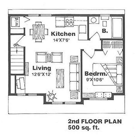 Farmhouse Style House Plan 1 Beds 1 Baths 500 Sq/Ft Plan 116129