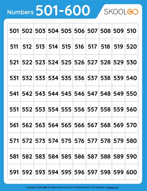 500 to 600 numbers in words