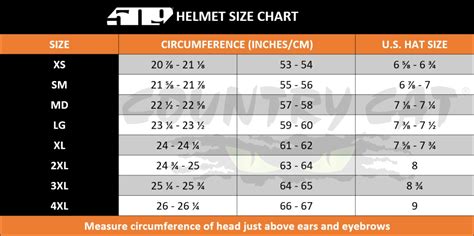 509 Helmet Size Chart