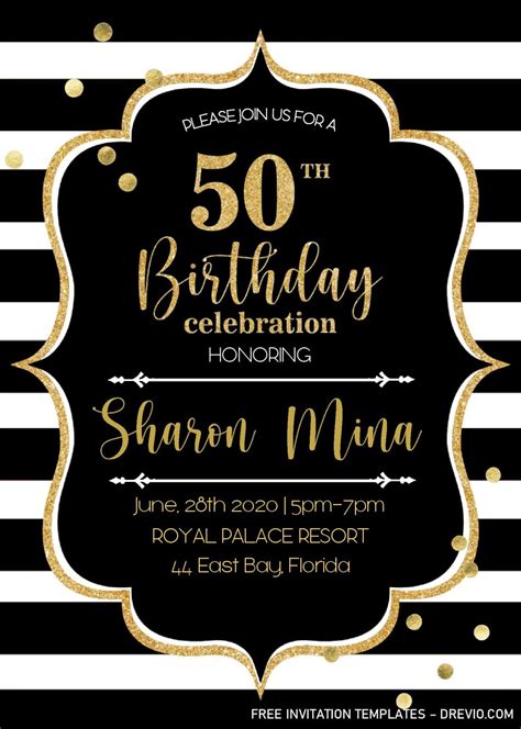 FREE Printable 50th birthday invitations Templates Party Invitation