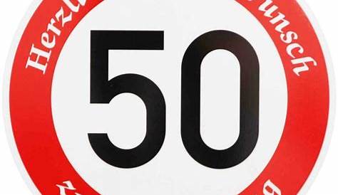 großes Verkehrsschild zum 50. Geburtstag