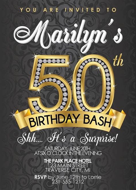 50th birthday party invitations for her templates free