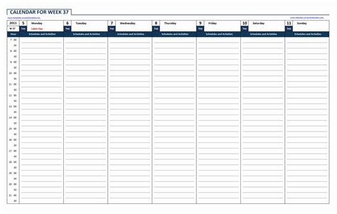 52 Week Calendar Template Excel