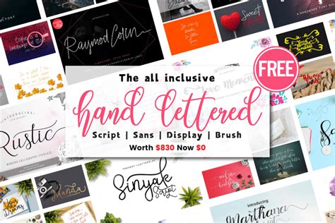 Download 528+ The Hand-Lettered Font Bundle Images Cameo
