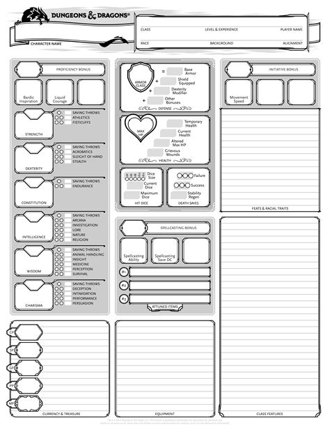 5e Character Sheets Printable