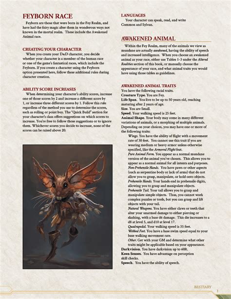 Unleash Your Wild Side with 5e Awakened Animal PCs - A Fun and Unique Twist to Your D&D Adventure!