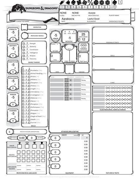 5E Character Sheets Printable: The Ultimate Guide