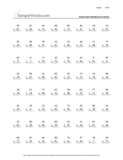 5T Grade Math Worksheets