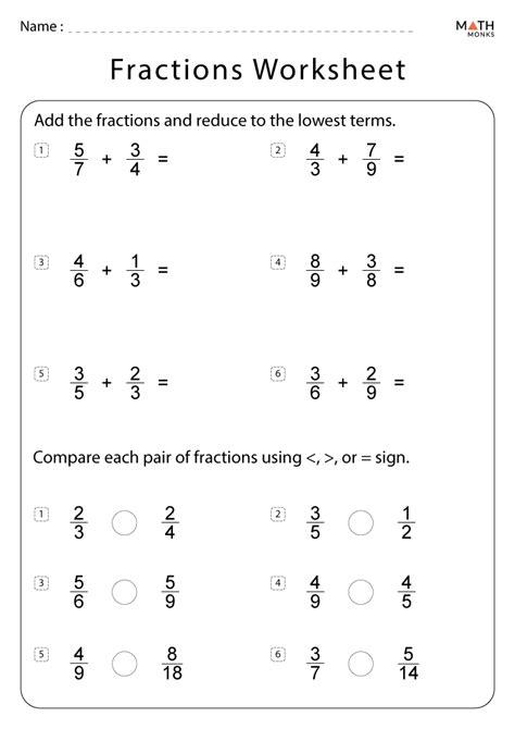 5th Grade Fractions Worksheets