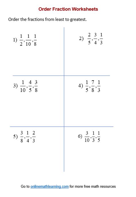 5th Grade Ordering Fractions Worksheet Worksheet : Resume Examples