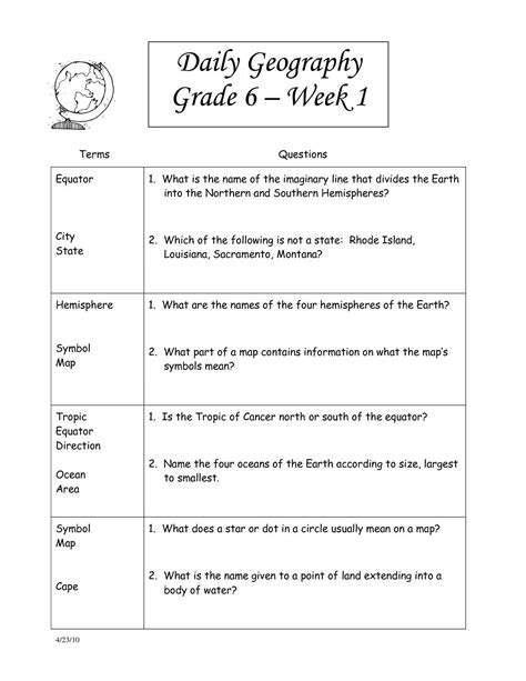 5th Grade Social Studies Worksheets