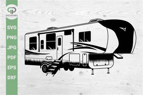 Explore the Outdoors in Style with Our Chic 5th Wheel Camper SVG Design!