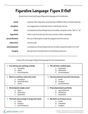 5Th Grade Figurative Language Game Printable