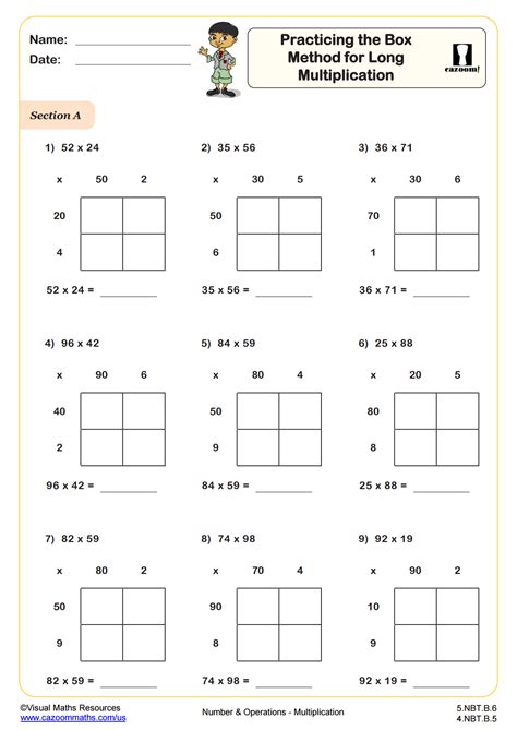 5Th Grade Math Worksheets Box Method