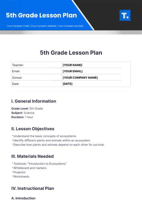 5Th Grade Printable Lesson Free