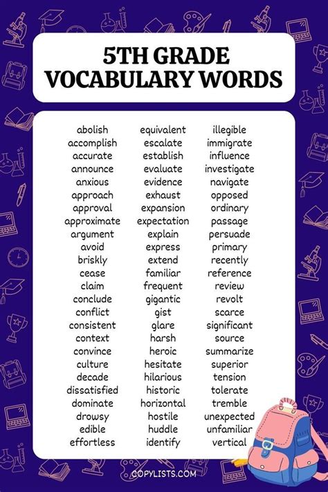 Fifth Grade Vocabulary Words