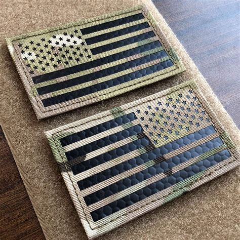 A 5x3 American flag patch sewn onto a backpack.