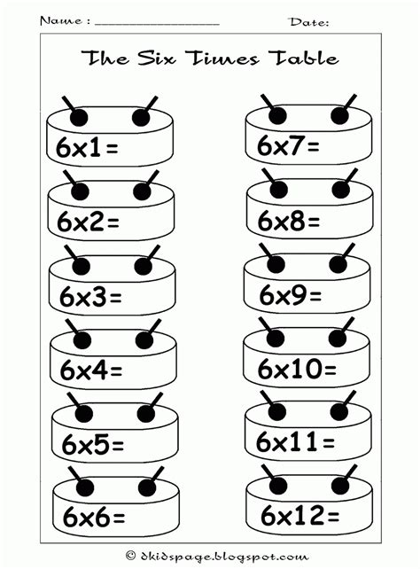6 Times Table Worksheet For Kids 001