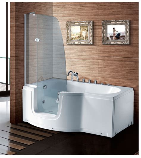 L shaped left handed 6 jet whirlpool shower bath with front panel and screen Corner tub shower