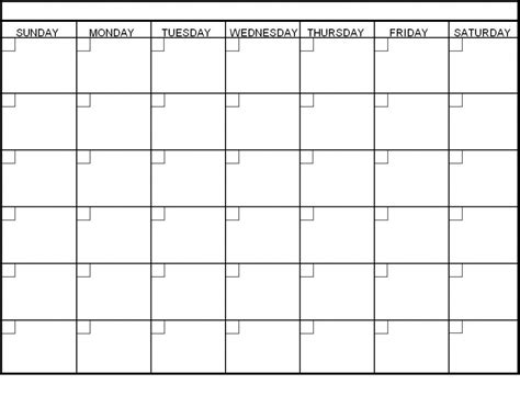 6 Week Calendar Blank