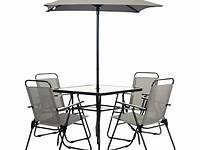 6 Piece Black Patio Set with Table, Umbrella and 4 Folding Chairs eBay