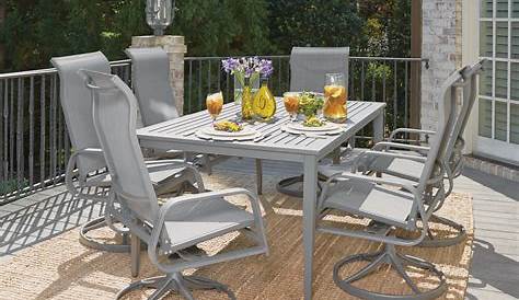 South Beach 9 Pc. Rectangular Outdoor Dining Table; 6 Swivel Rocking