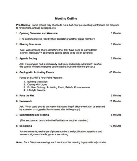 6+ Meeting Outline Templates - DOC, PDF