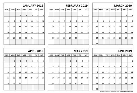 6 Month Printable Calendar 2026