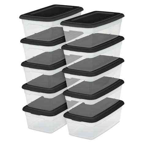 Sterilite 6 Quart Black Storage Box, 10 Piece