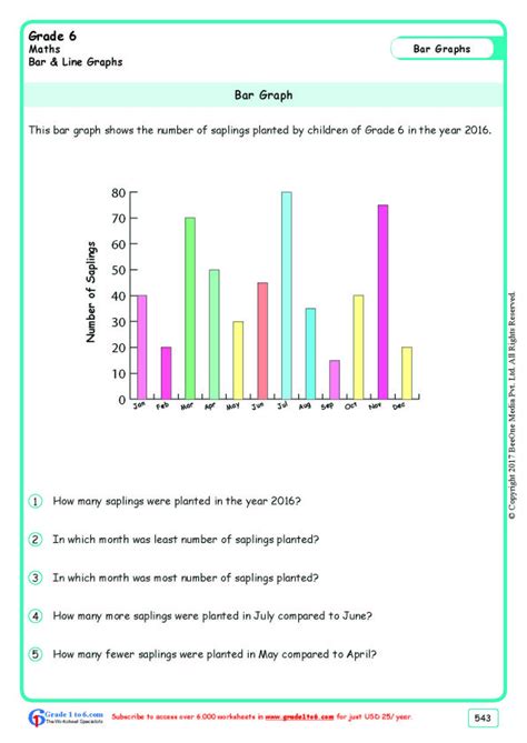6 maths data handling bar graph questions for class 6