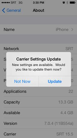 6. Check for carrier settings update