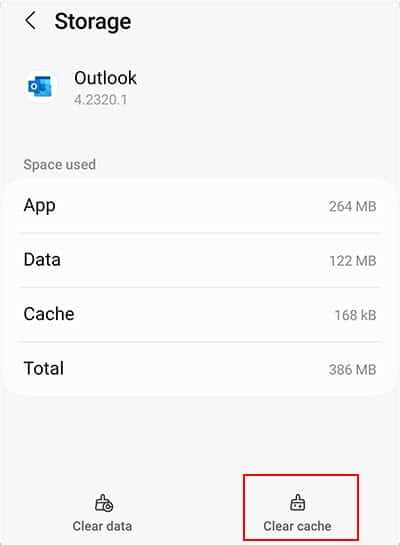 6. Clear Outlook Cache (Android Only)